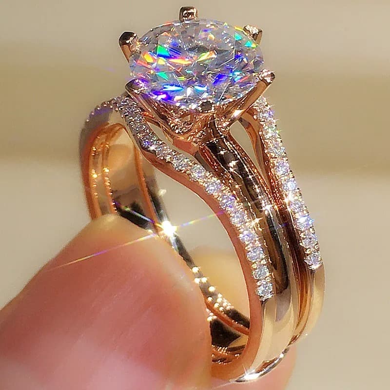 Rose Gold Cubic Zirconia Ring - view 1