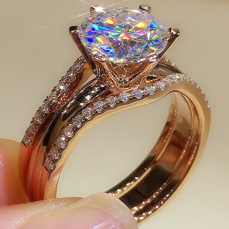 Rose Gold Cubic Zirconia Ring - view 3