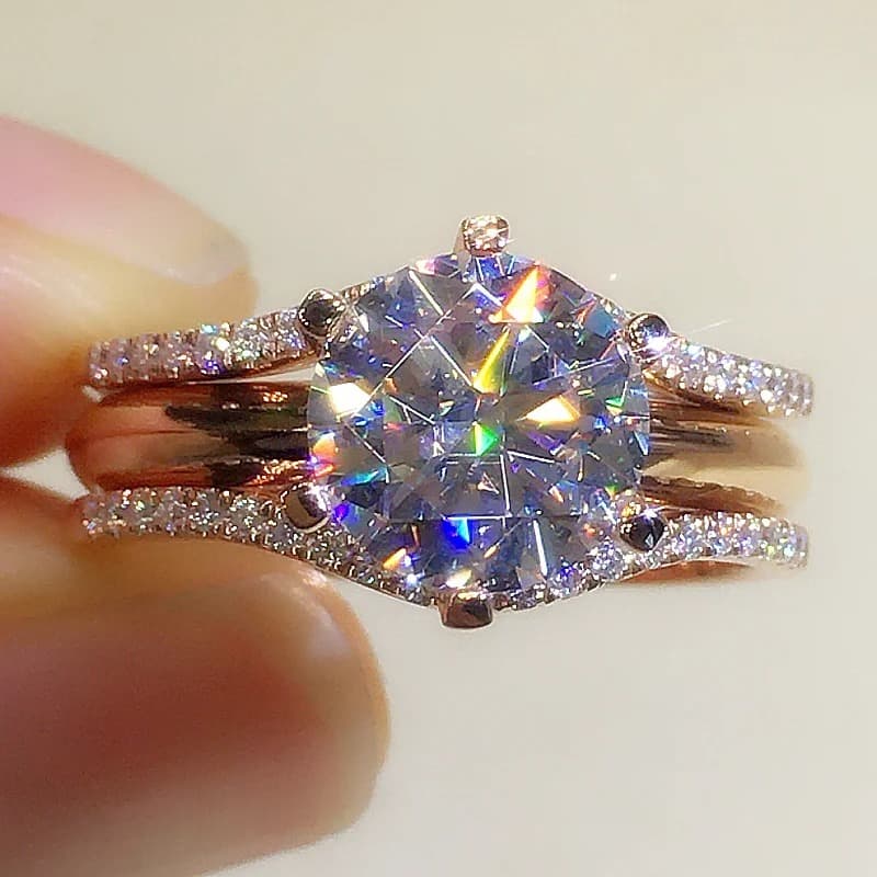 Rose Gold Cubic Zirconia Ring - view 4