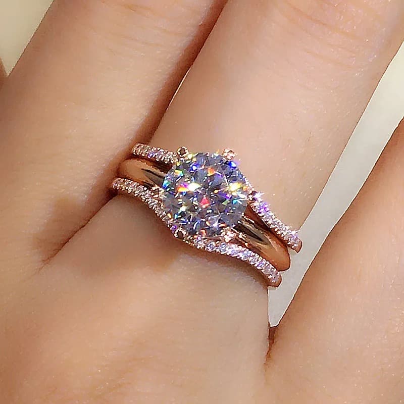 Rose Gold Cubic Zirconia Ring - view 5