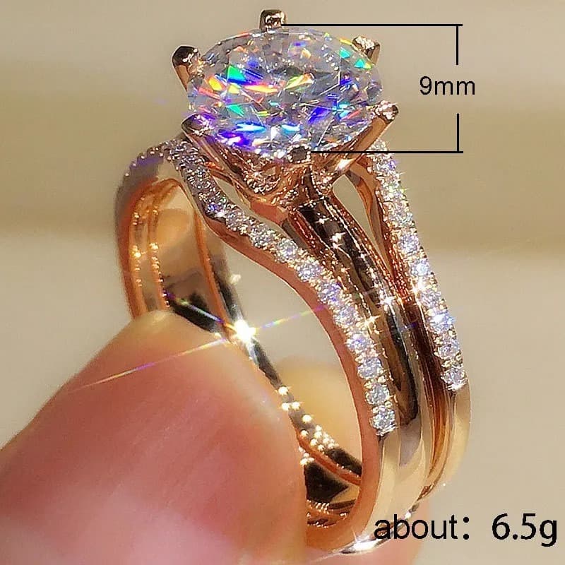 Rose Gold Cubic Zirconia Ring - view 6